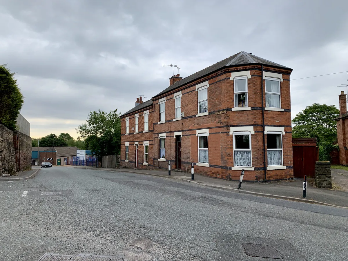 A pair of red-brick Victorian houses on the corner of Lenton Street in Sandiacre