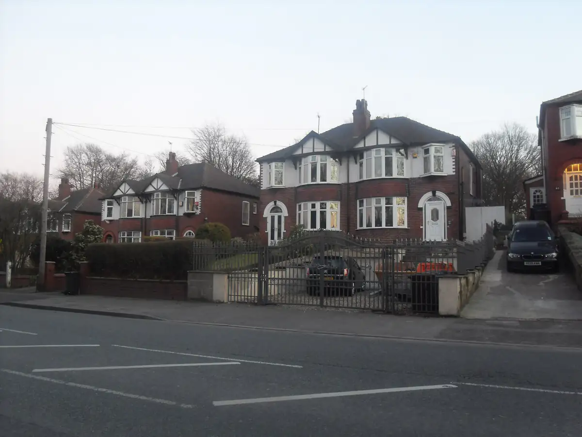 Semi-detached houses on Lyndhurst Road in West Didsbury