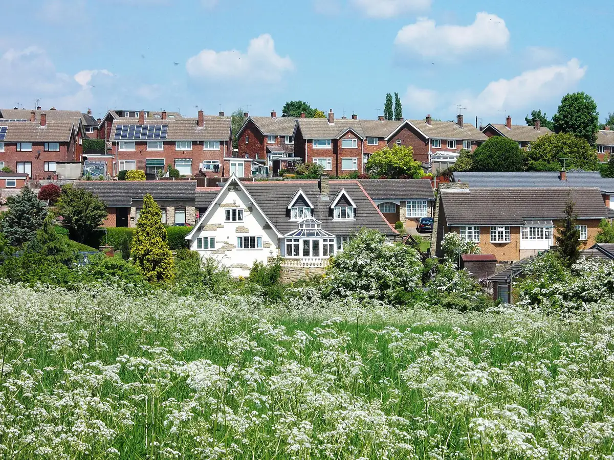 Stone-fronted detached houses on Fleming Way in Wickersley